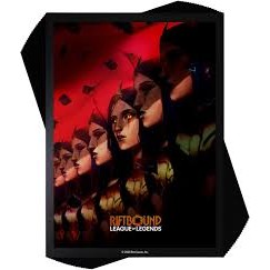 Leblanc Art Sleeves pack for Riftbound League of Legends, black sleeve pack with red mirrored figure art