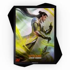 Master Yi art sleeves pack for Riftbound League of Legends, swordsman in green wind