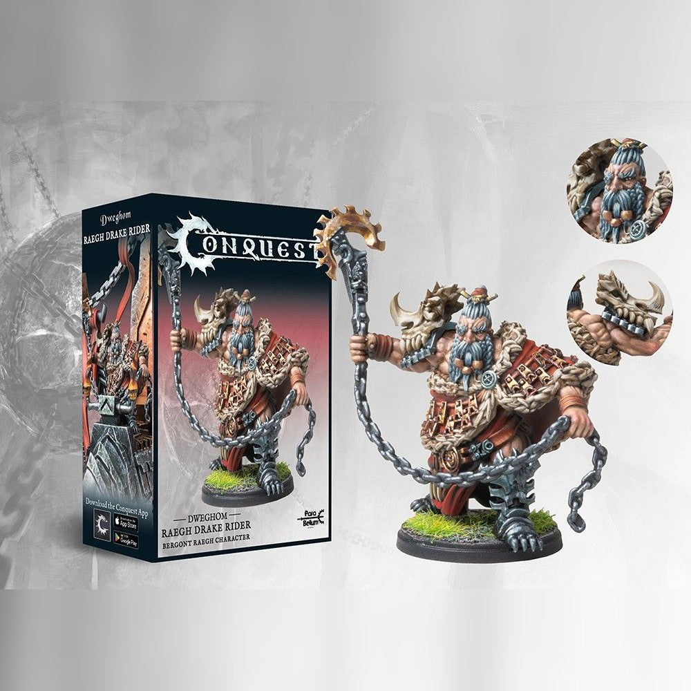 Raegh Drake Rider character miniature for Conquest The Last Argument of Kings, Dweghom faction
