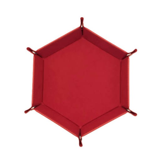 Red fabric fold-flat hexagonal dice tray