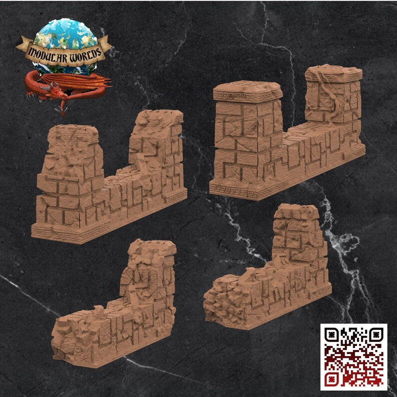 AZTEC RUINED WALLS (SET OF 4)