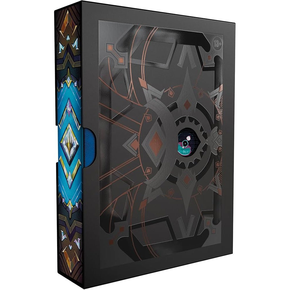 Secrets of Strixhaven Codex Bundle, black book shaped Magic the Gathering box in a blue slipcase