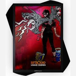 Riftbound League of Legends Vi art card sleeve pack with wolf graffiti on a red background